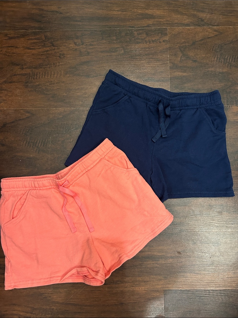 Carter's Navy & Coral Girls' Cotton Drawstring Shorts Set Sz 8